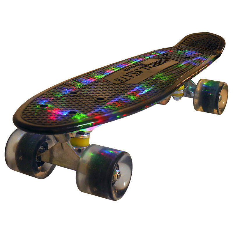 Skateboard 22" cu bluetooth si roti luminoase, ABEC-7, negru