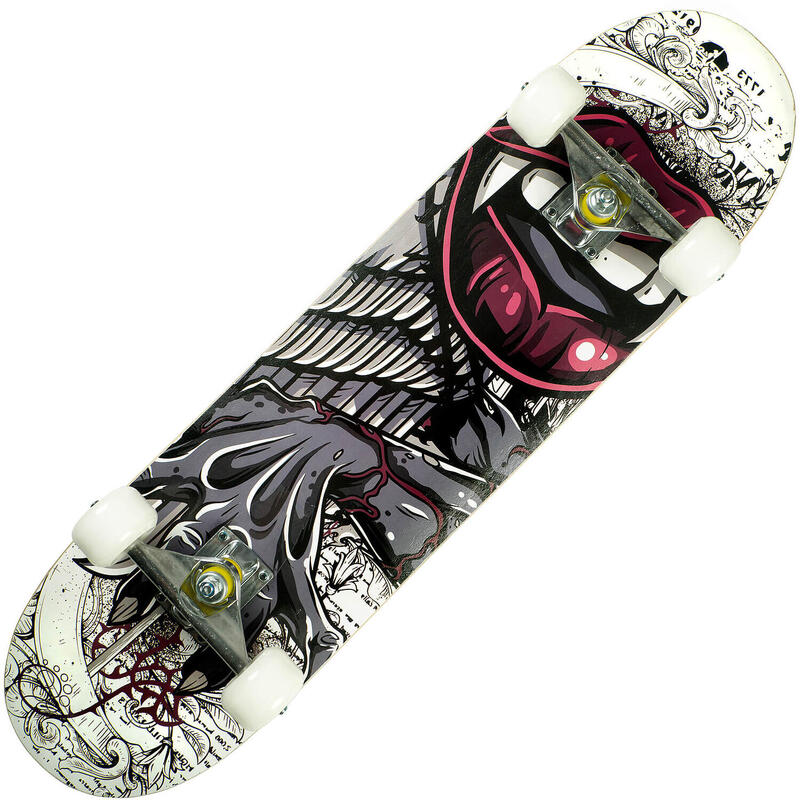 Skateboard ABEC-7, Aluminiu, 79 x 20 cm, gri, Vampire Lips