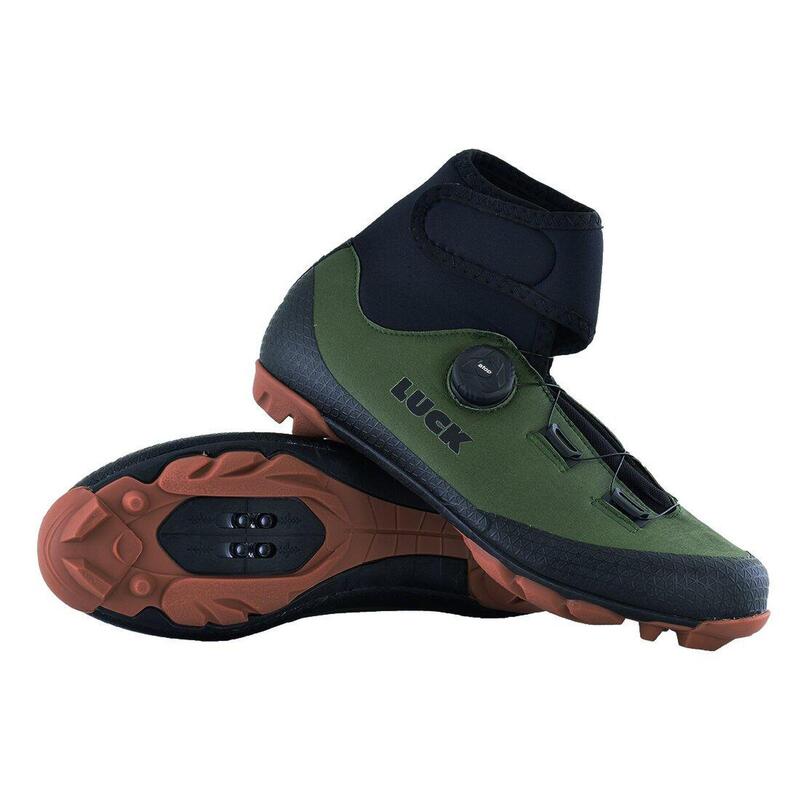 Chaussures de vélo LUCK Winter Vert, semelle en carbone, système de rotation