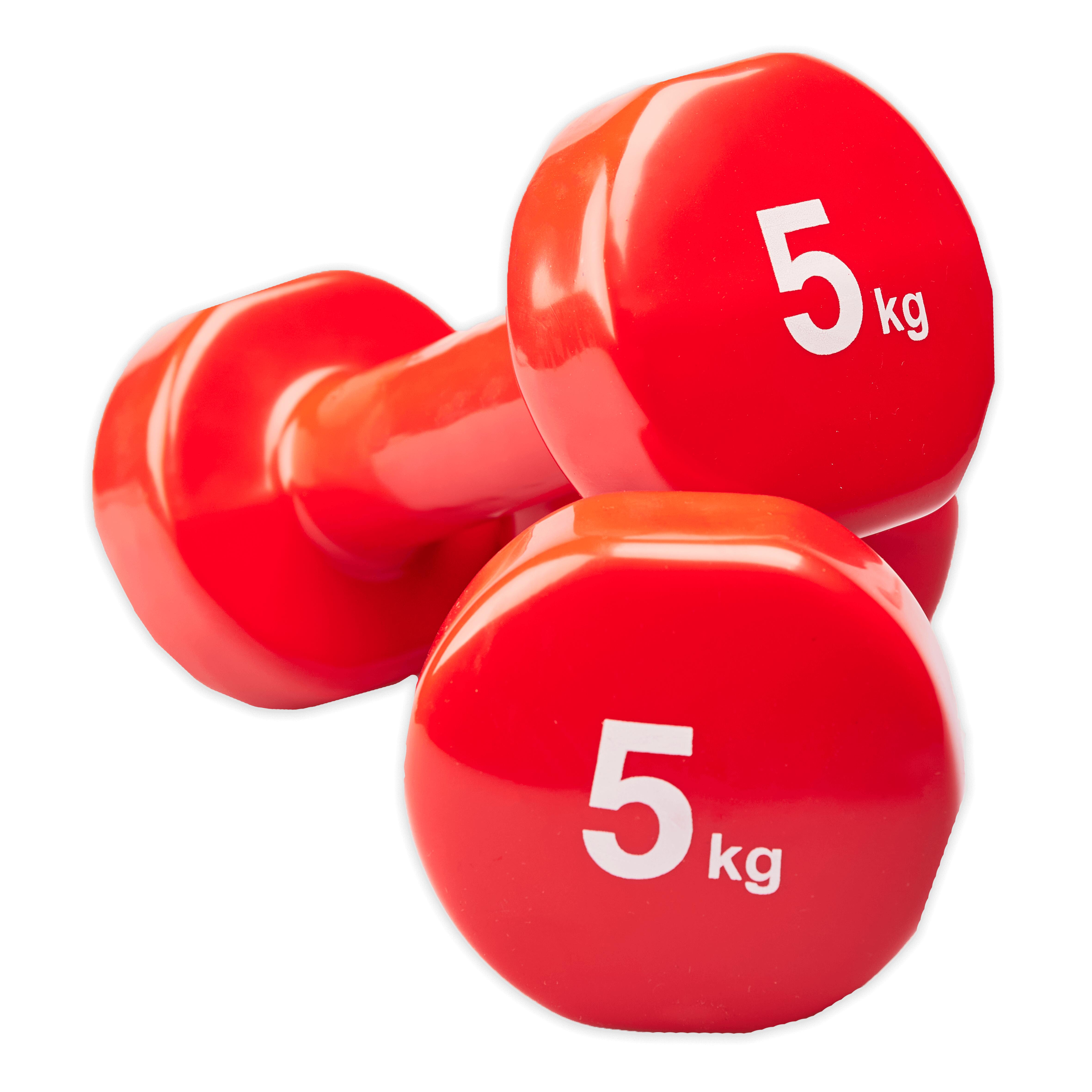 Hantle winylowe zestaw na 2 sztuki - 0,5 / 1 / 2 / 3 / 4 / 5 kg - czerwone