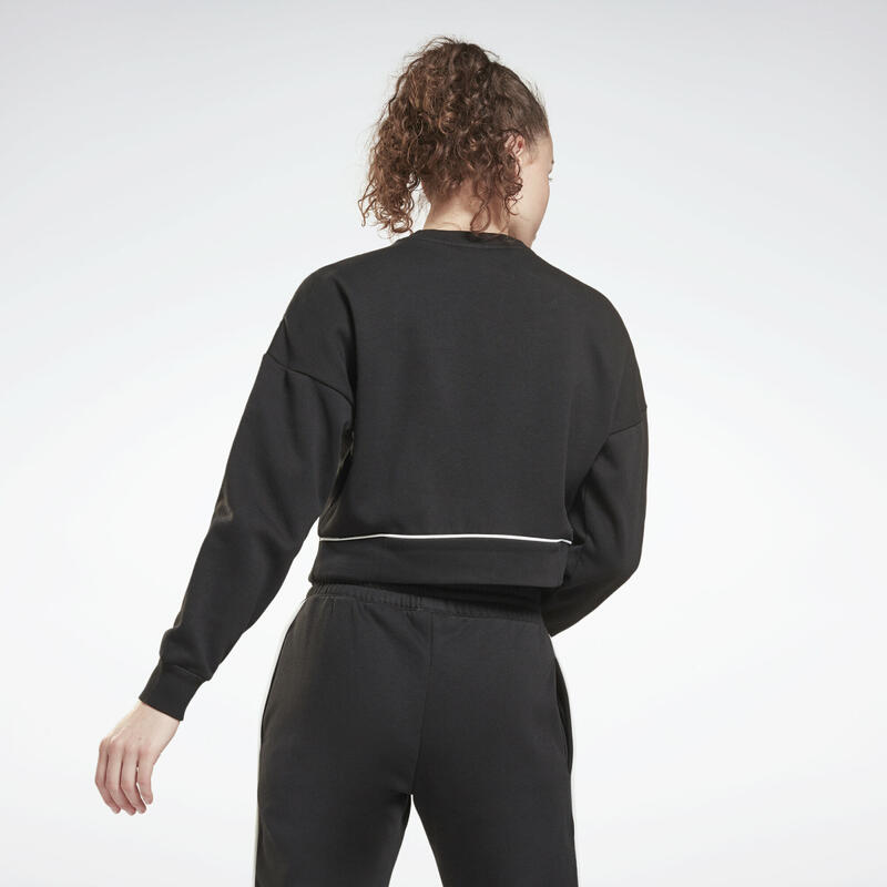 Bluza femei Reebok Piping Crewneck, Negru