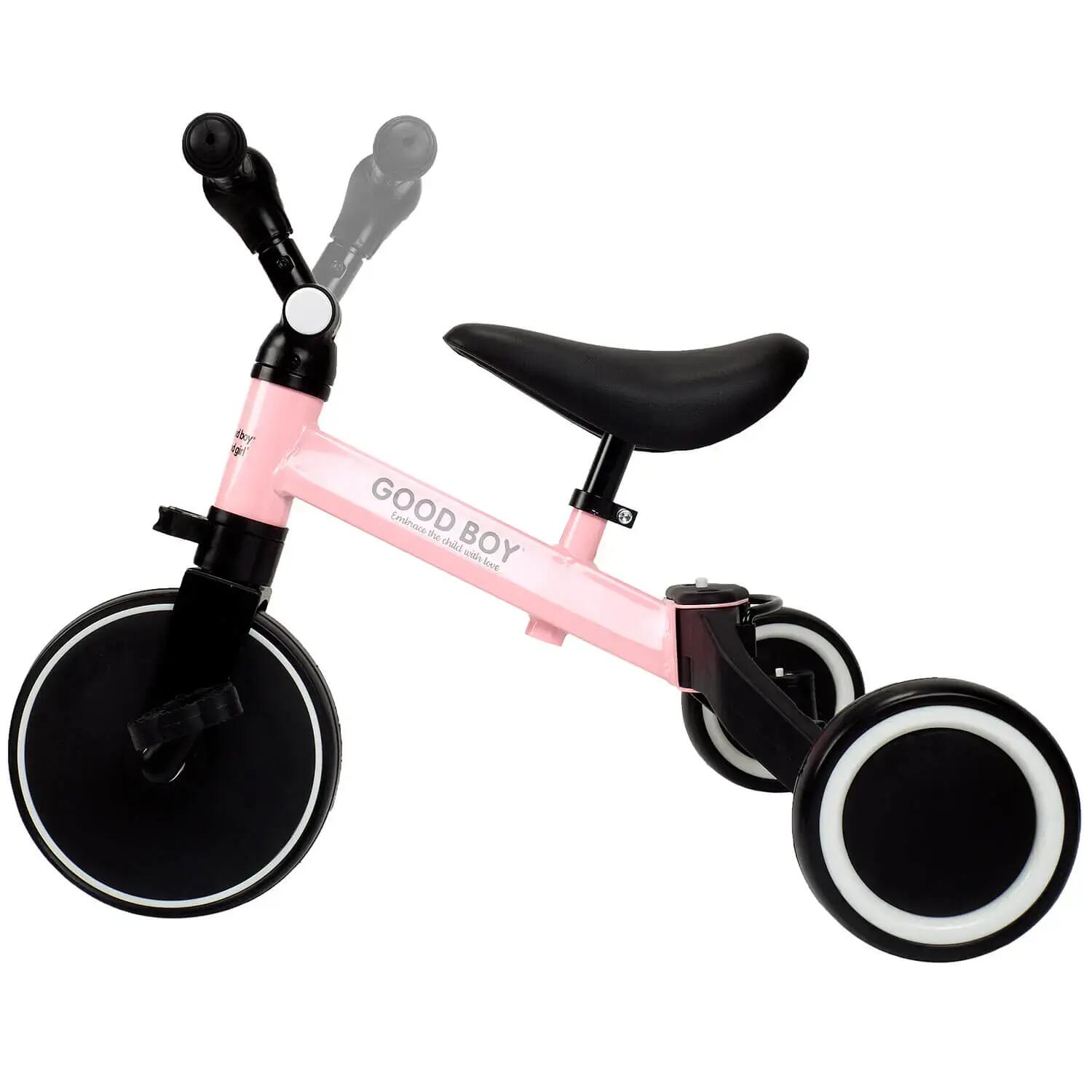 Tricicleta transformabila in bicicleta fara pedale Coral, roz 3/3