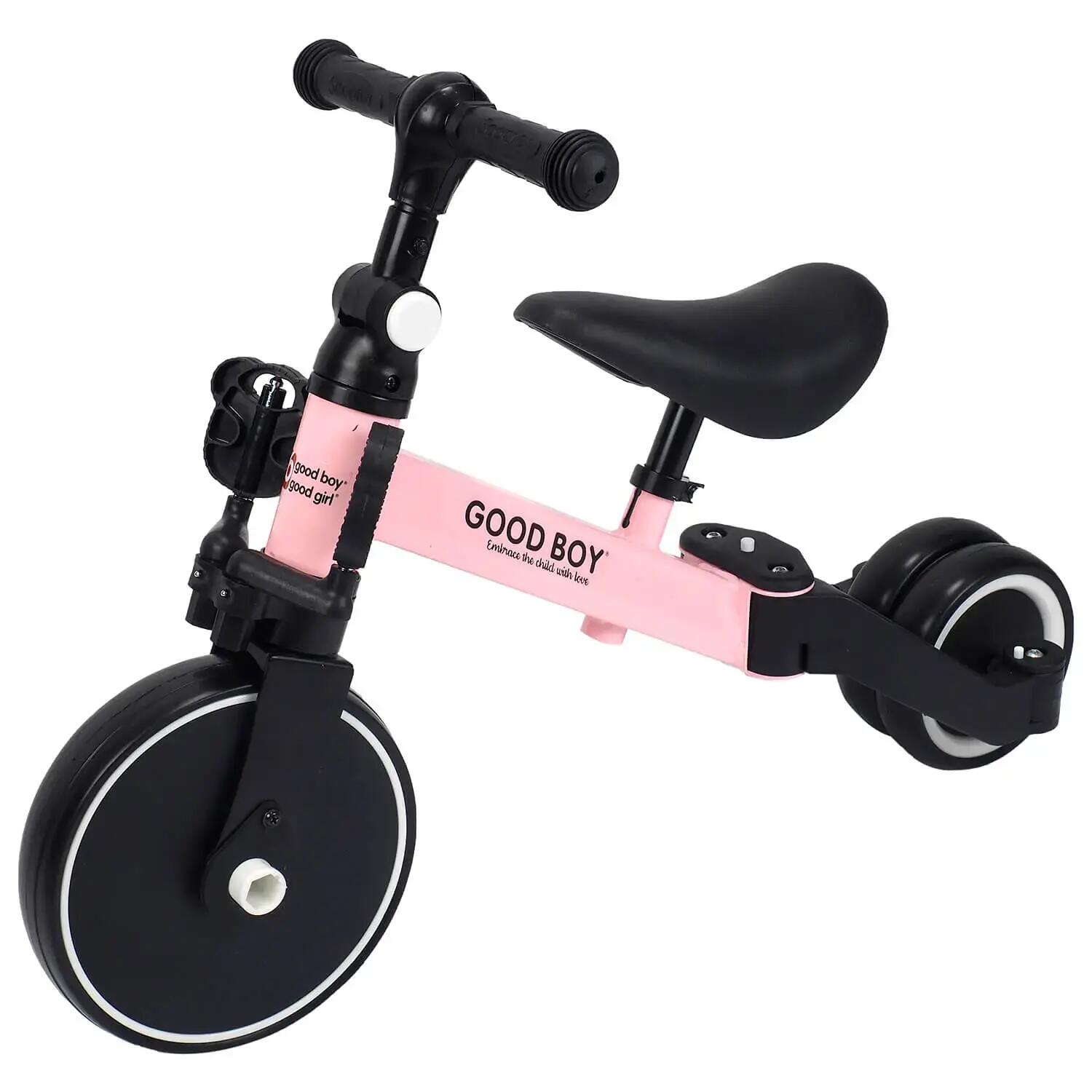 Tricicleta transformabila in bicicleta fara pedale Coral, roz 2/3