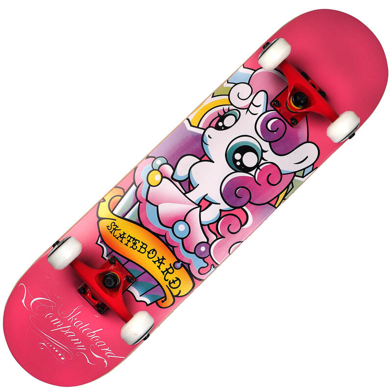 Skateboard ABEC-7, Aluminiu, 80 x 20 cm, roz, Girly Unicorn
