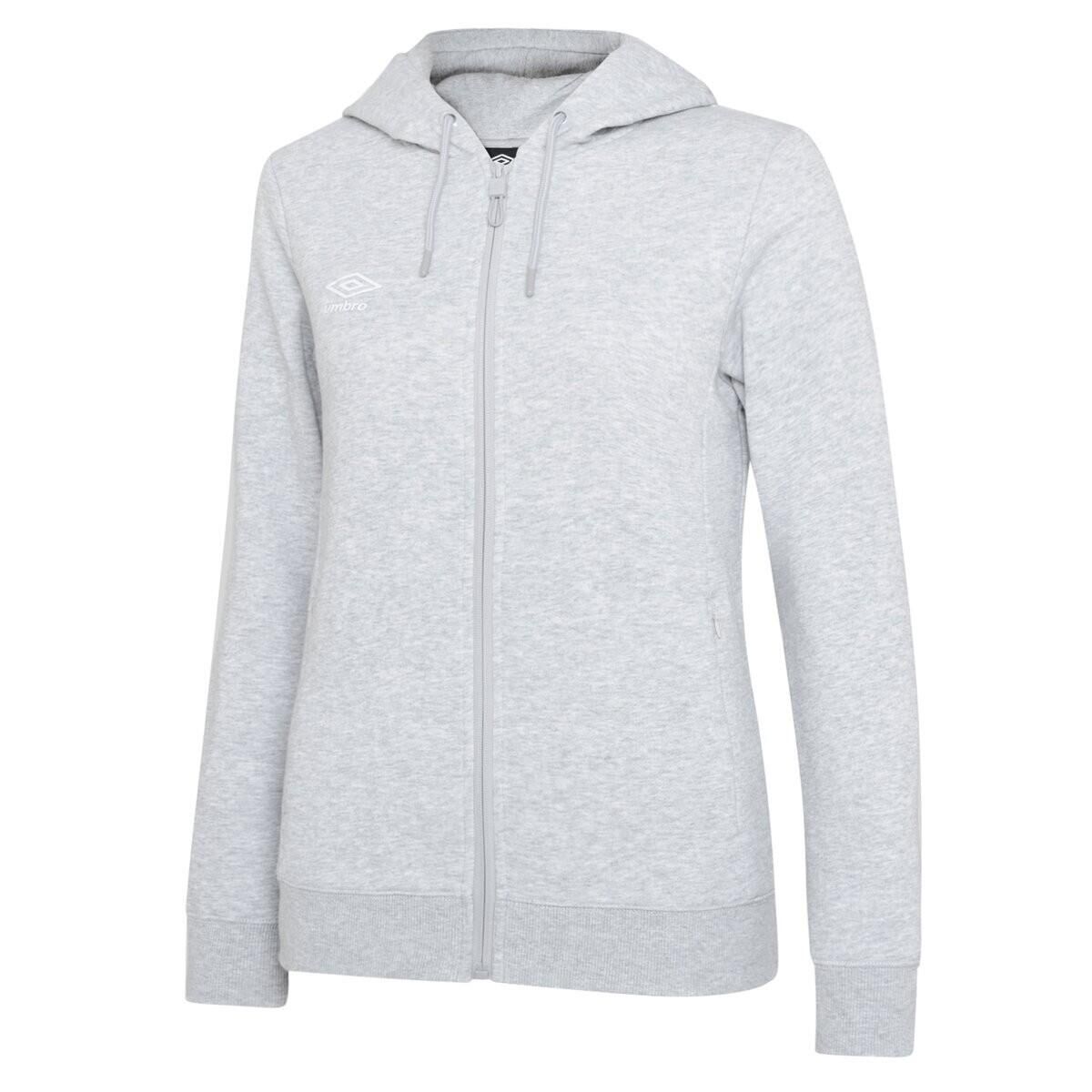 UMBRO Womens/Ladies Club Leisure Full Zip Hoodie (Grey Marl/White)