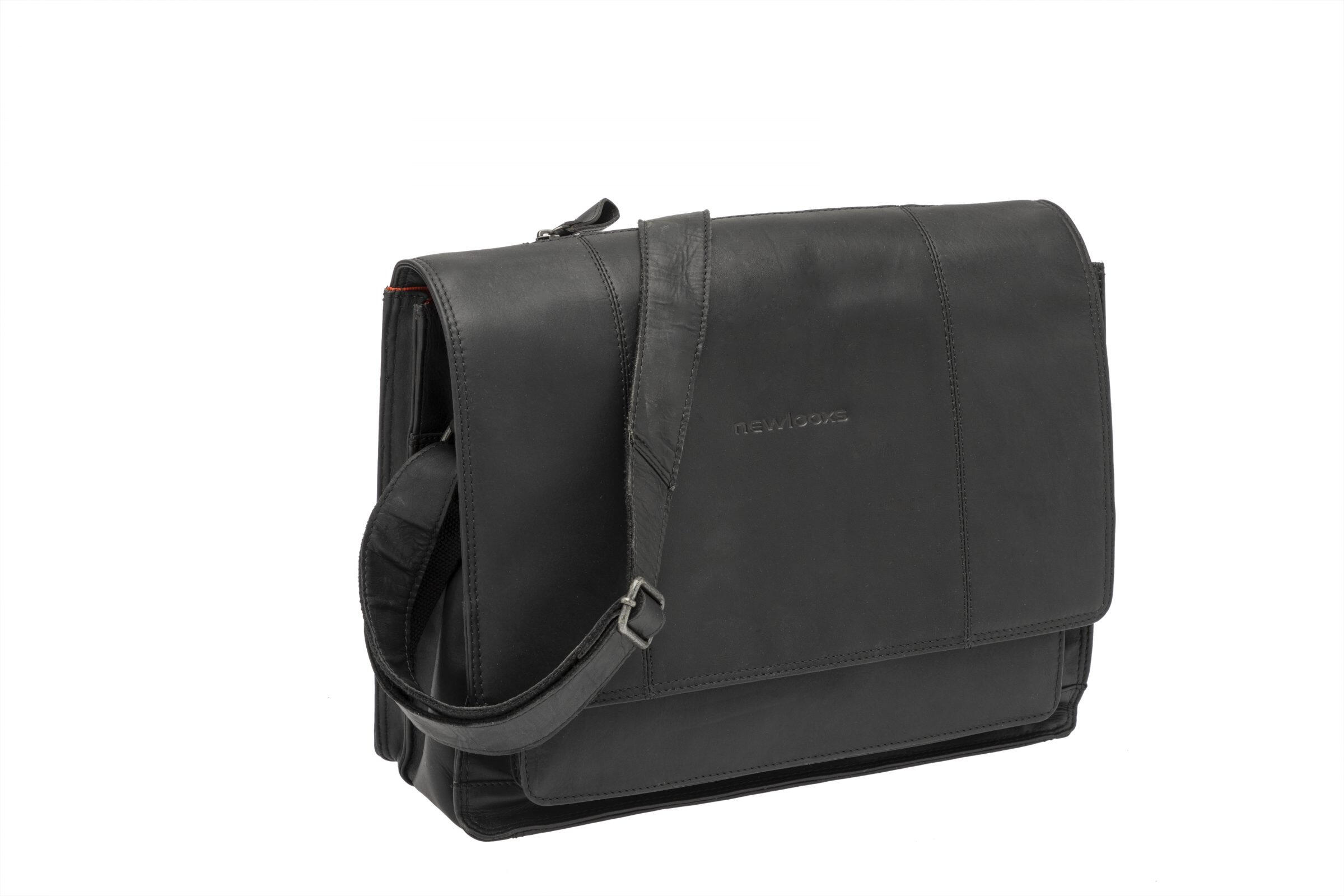Borsa bici in pelle Fellini con tasca imbottita per laptop 15" (Nero) 3/7