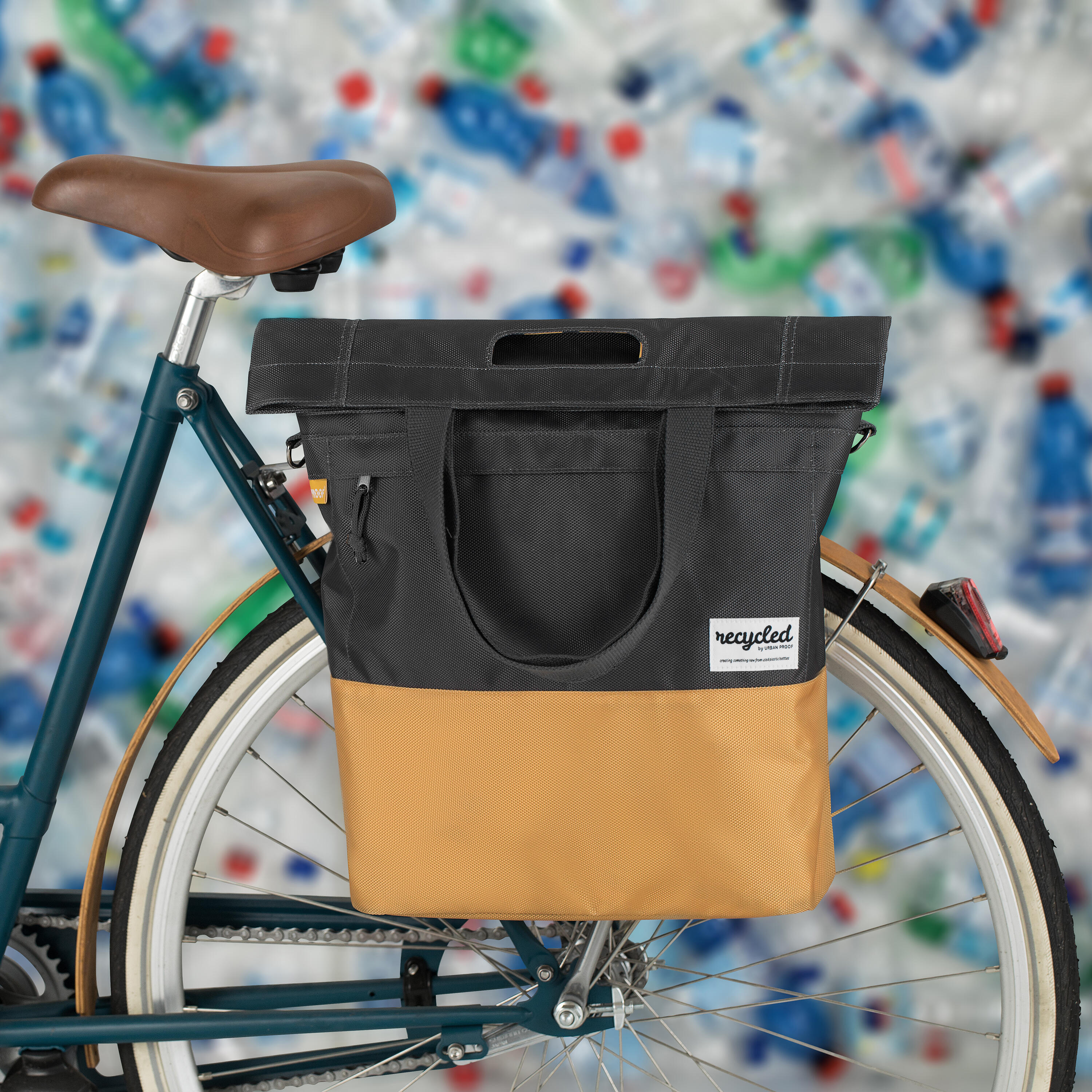 Sacoche de vélo shopper recyclé 20 litres - gris/jaune 2/4