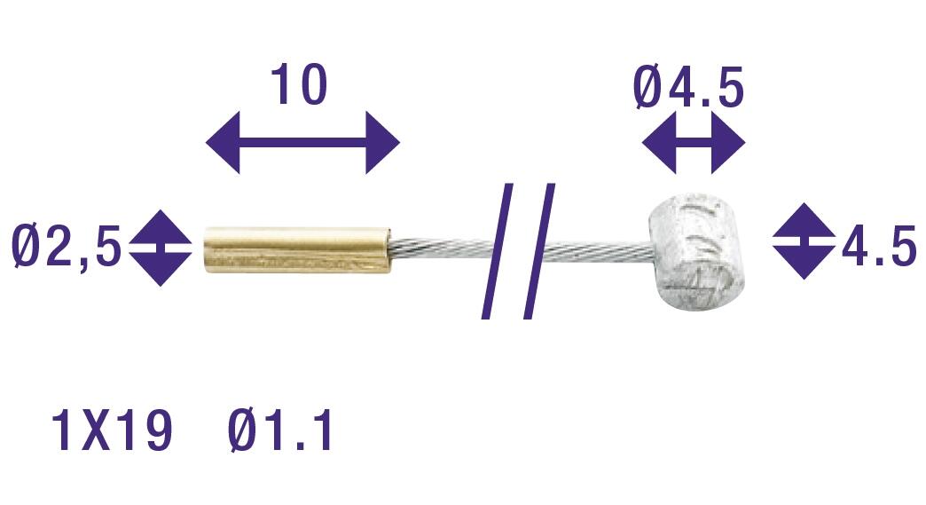 Elvedes engrenage de câble intérieur SA 2250 mm argent 6451/18 3/5