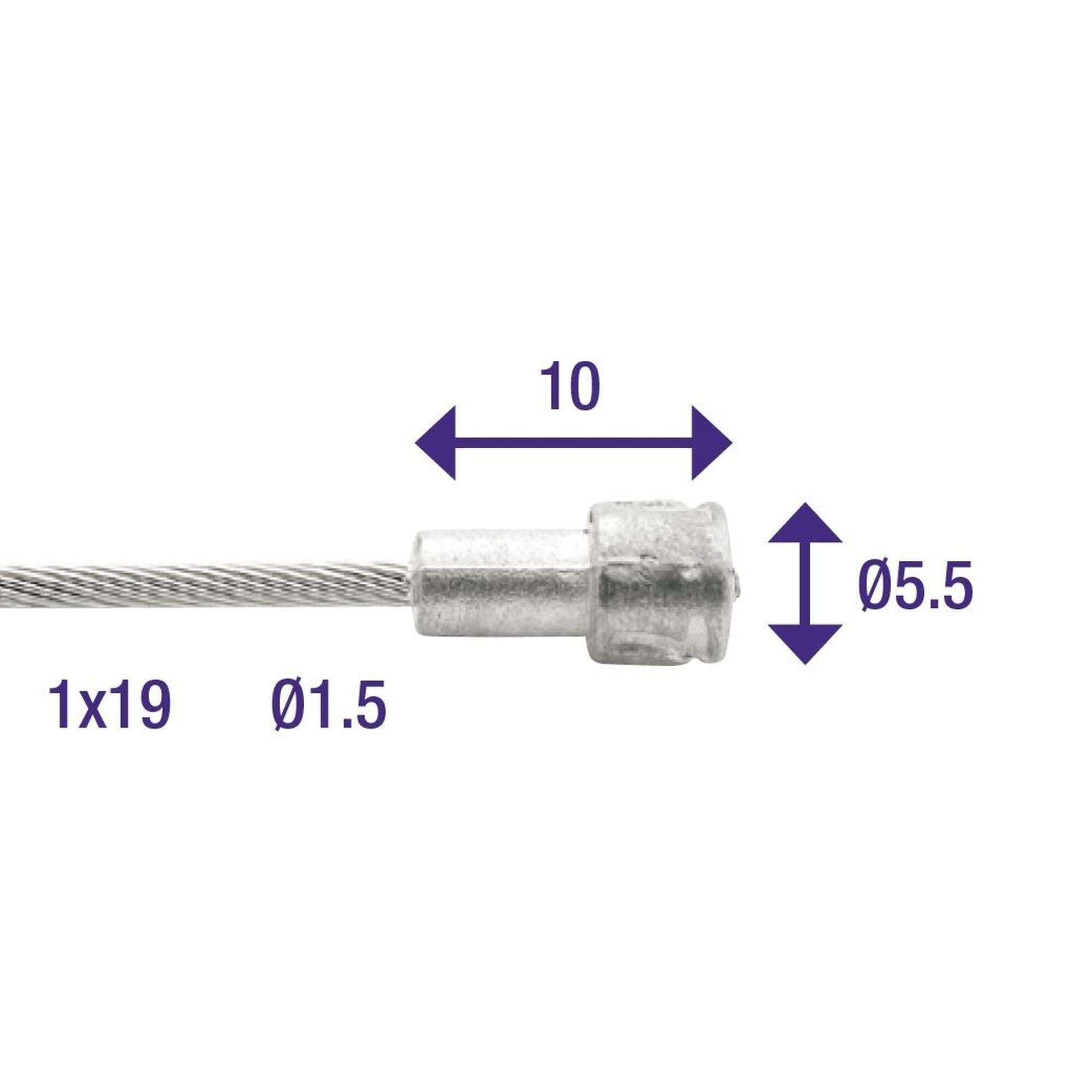 Cables de freno 1x19 hilos Acero inoxidable Ø1,5mm cabeza en V Ø5,5x10 Elvedes ( 2/3