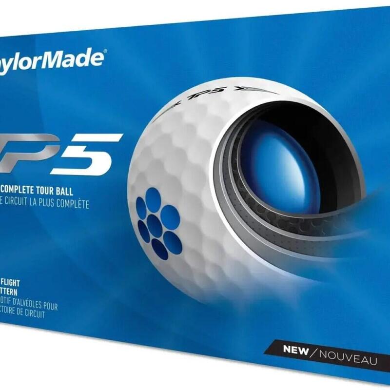 Doos met 12 TaylorMade TP5-golfballen Kleur: wit, New