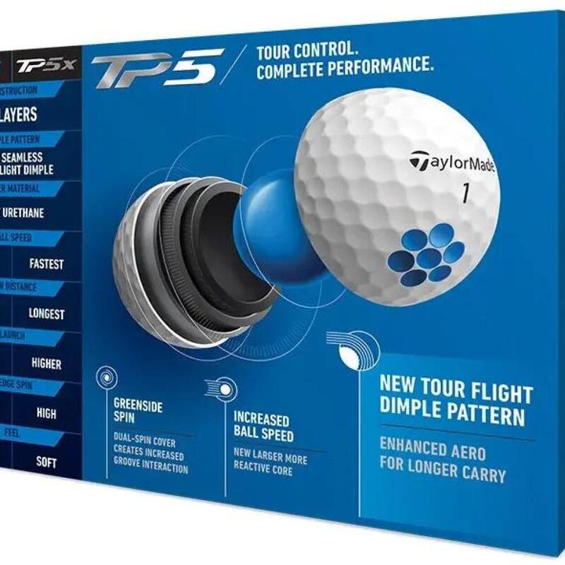 Boite de 12 Balles de Golf TaylorMade TP5 Blanches