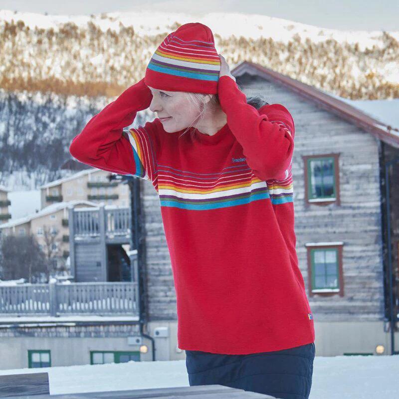 Wollpullover Retro-Hang Loose Chili Red Rundhals - Rot