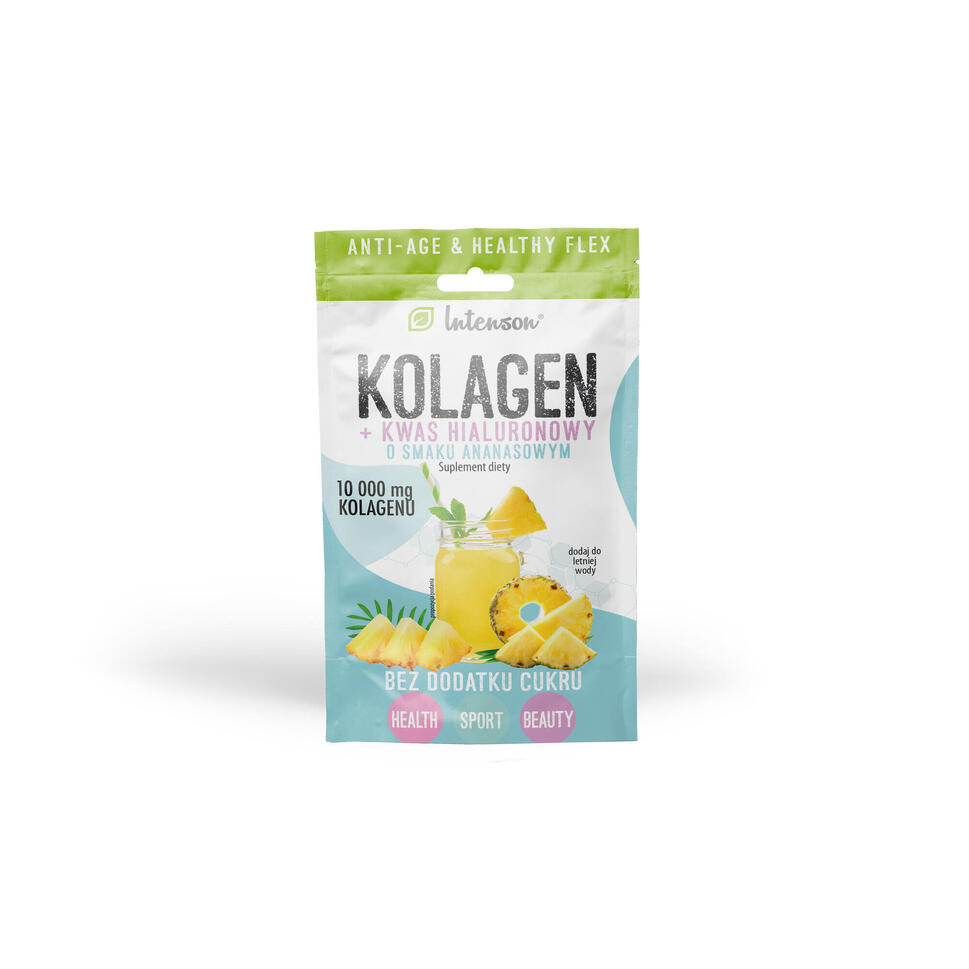 Kolagen + kwas hialuronowy +wit C- w proszku do picia INTENSON ananas ...