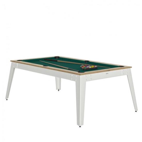 BILLARD STEEL CHENE SABLE - PIEDS BLANCS - DRAP VERT