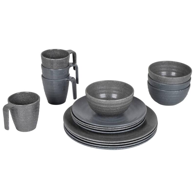 Set de vaisselle en mélamine 16 pièces Camping Voyage Pique-nique Assiettes