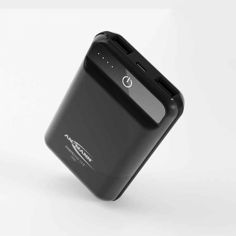 ANSMANN Mini Powerbank 10000 mAh/ 2.1A Ausgang, 2 USB Ports, Anzeige