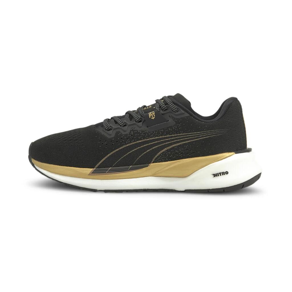 PUMA Womens Eternity NITRO Running Shoes Trainers - Black-Team Gold