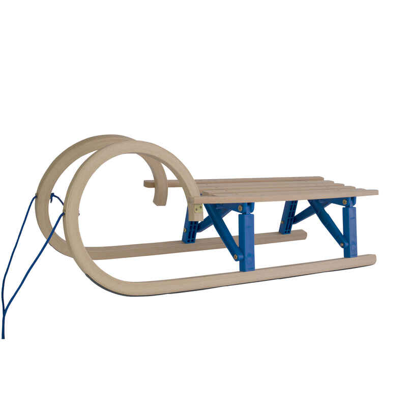 Zusammenklappbarer Schneckenschlitten aus Holz - 110cm