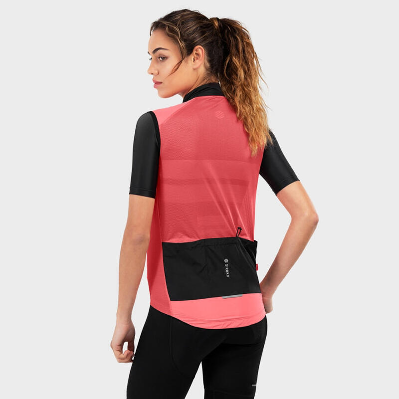 Gilet vélo coupe-vent femme Cyclisme V1-W Cancano Corail