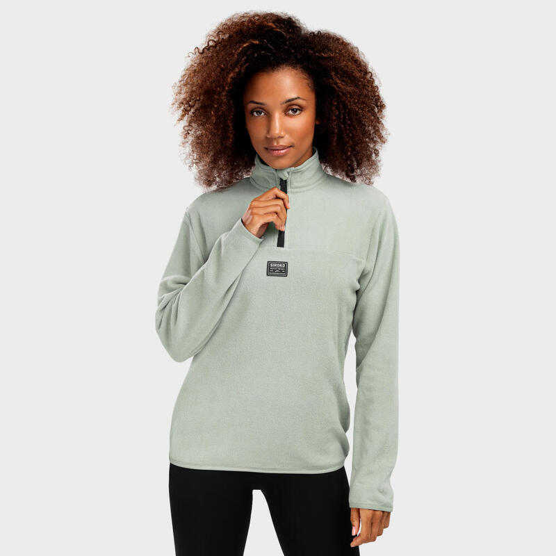 Pull polaire fin femme Sports d'hiver Cascade-W Vert Cendré