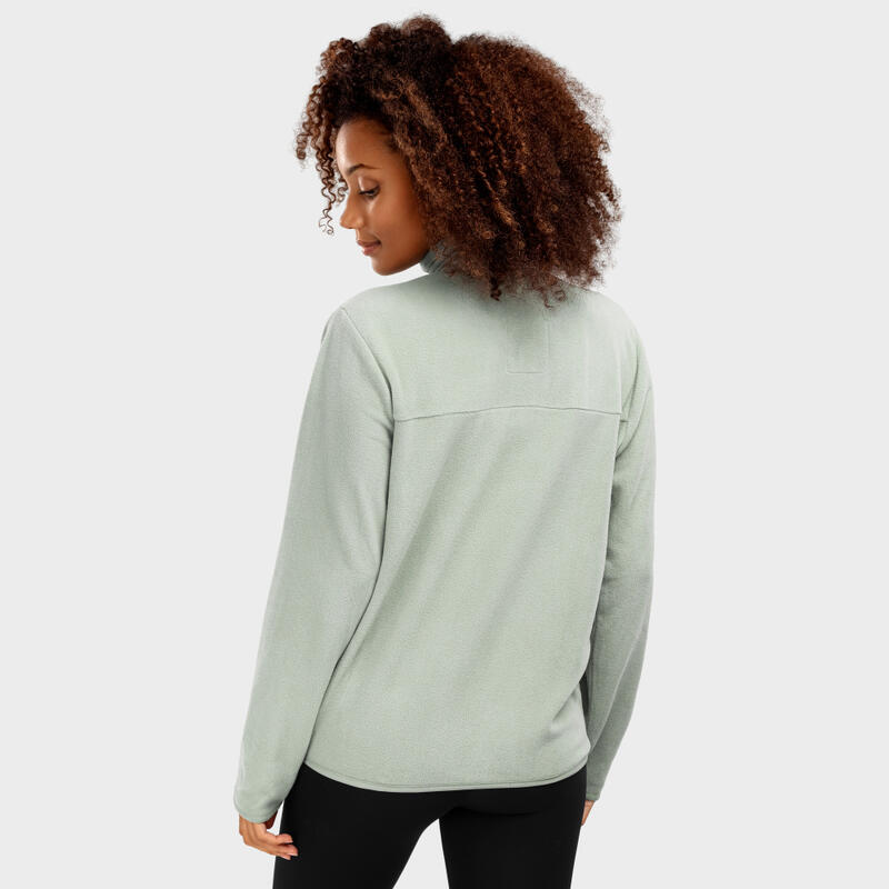 Pull polaire fin femme Sports d'hiver Cascade-W Vert Cendré