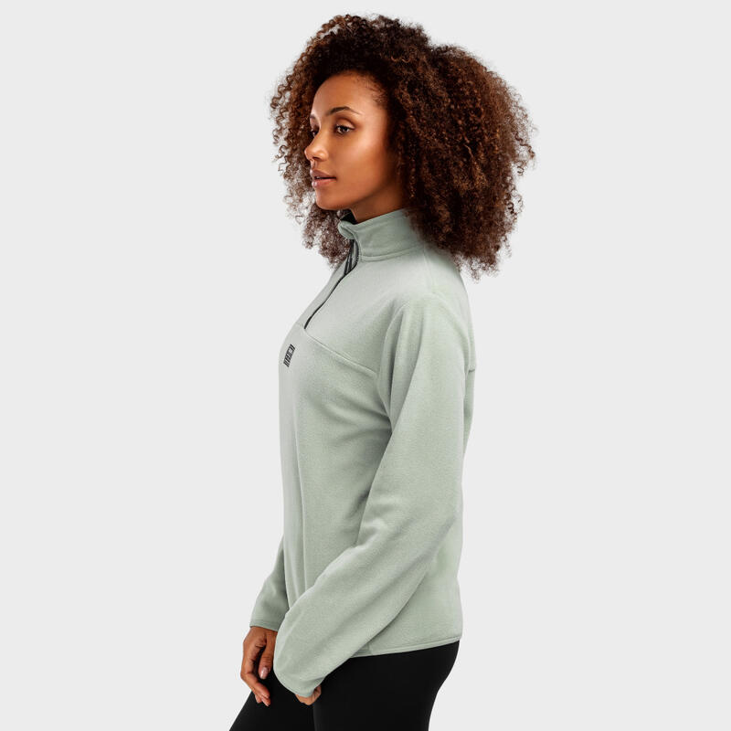 Pull polaire fin femme Sports d'hiver Cascade-W Vert Cendré