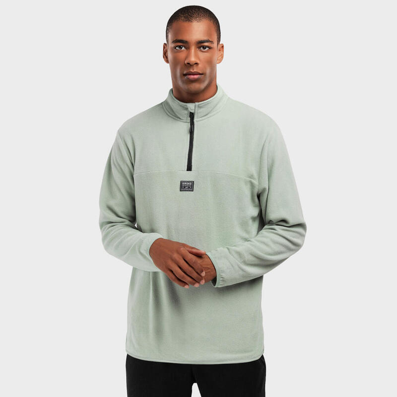 Pull polaire fin homme Sports d'hiver Cascade Vert Cendré