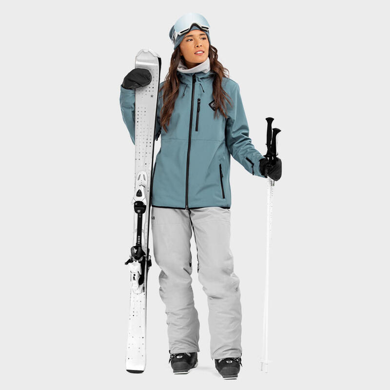 Chaqueta esquí y nieve SIROKO W2-W Beluga Azul Acero Mujer