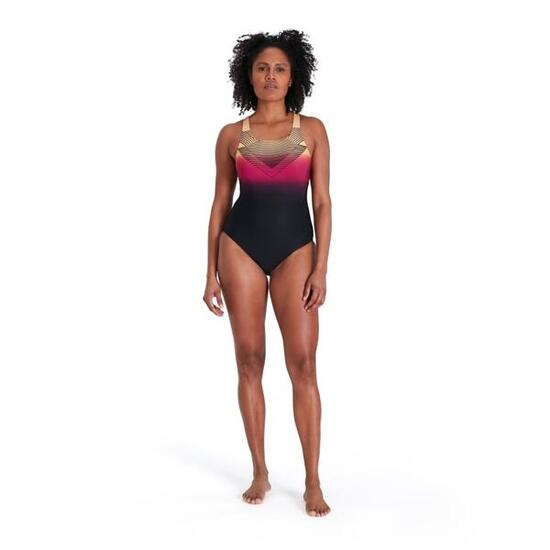 Maillot Speedo Medalist Digital - Noir/Papaya/Magenta
