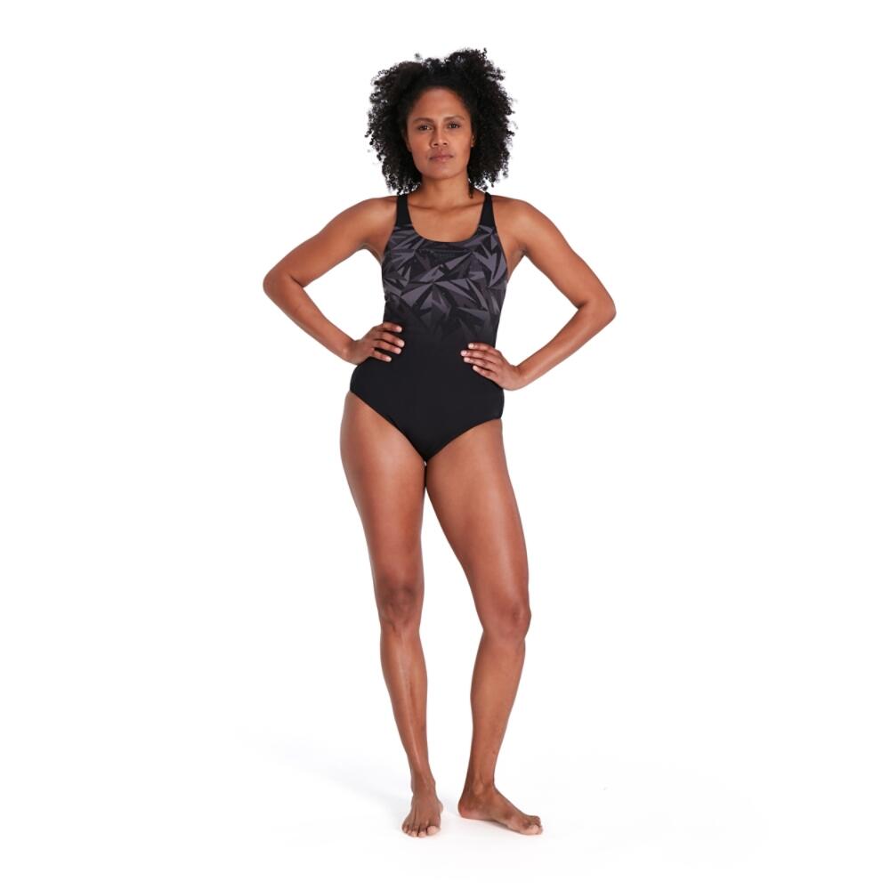 Hyperboom Placement Muscleback Adult Female Swimsuit Black/Grey 1/7