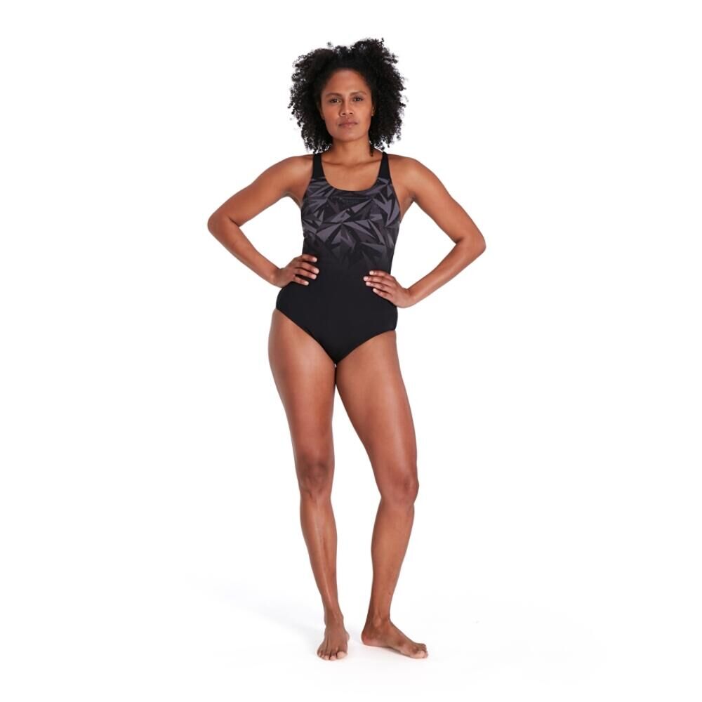 SPEEDO Hyperboom Placement Muscleback Adult Female Swimsuit Black/Grey