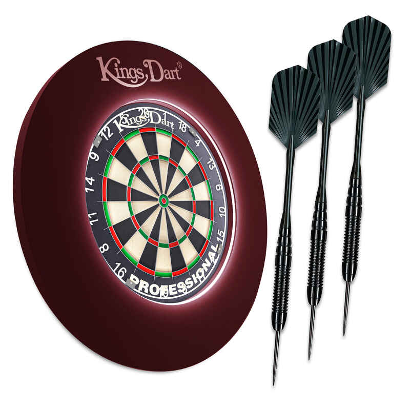 Kings Dart Dartscheiben Set "Vision-LED", Professional HD (Kunststoffring), Rot