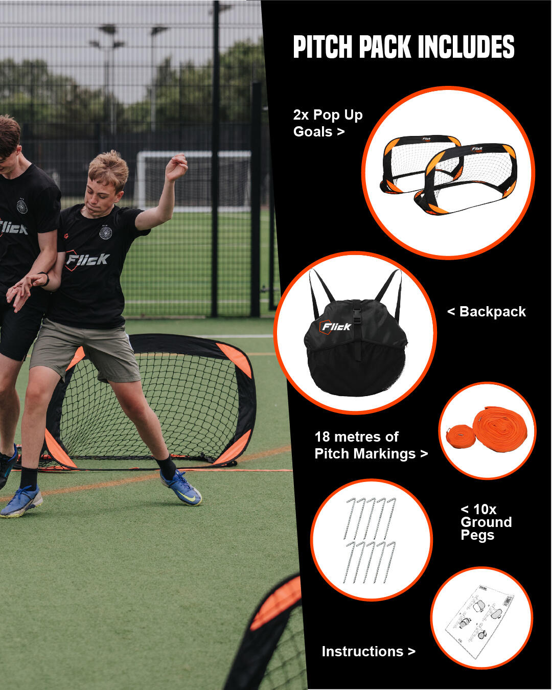Football Flick Training Goals & Pitch Back Pack - Set Of 2 2/5
