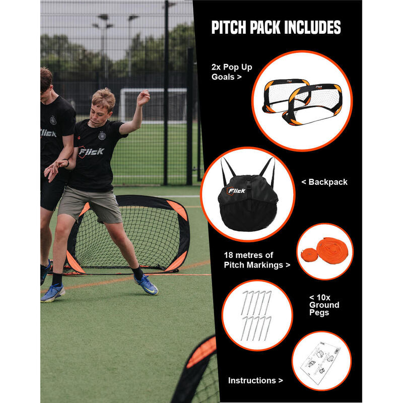 Fußball Flick Training Goals & Pitch Back Pack - Set von 2