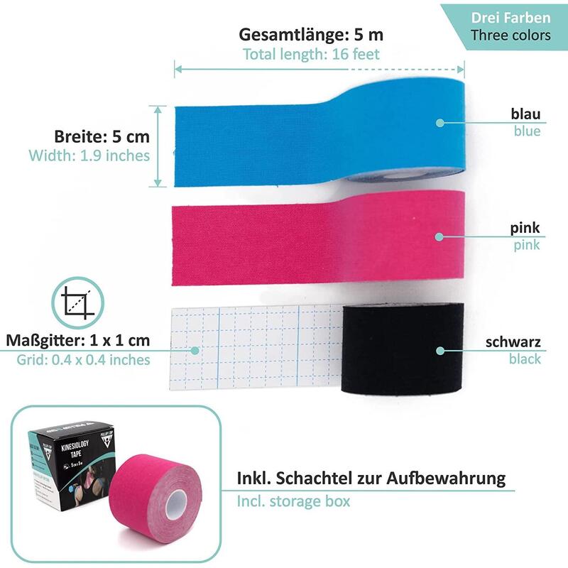 Kinesio Tapes - hautfreundliches Sport Tape in versch. Farben