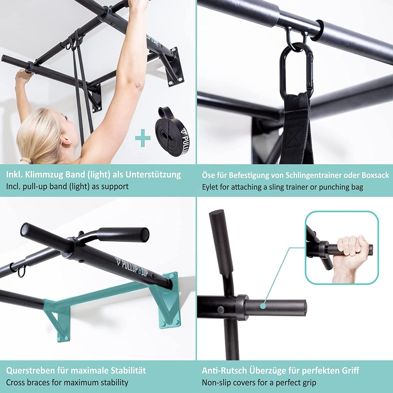 Klimmzugstange Wand inkl. Klimmzug Band Schrauben PULLUP DIP DECATHLON