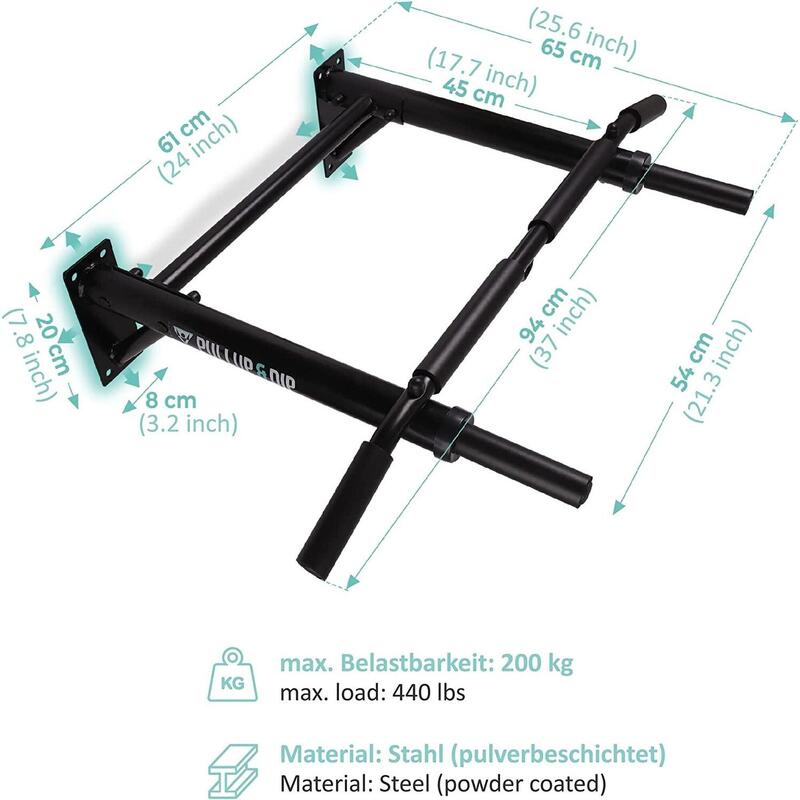 Klimmzugstange Wand inkl. Klimmzug Band + Schrauben