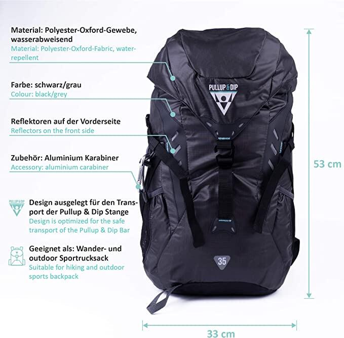 Sportrucksack 35L für Pullup & Dip Stange, anderes Zubehör & outdoor Aktivitäten 3/5