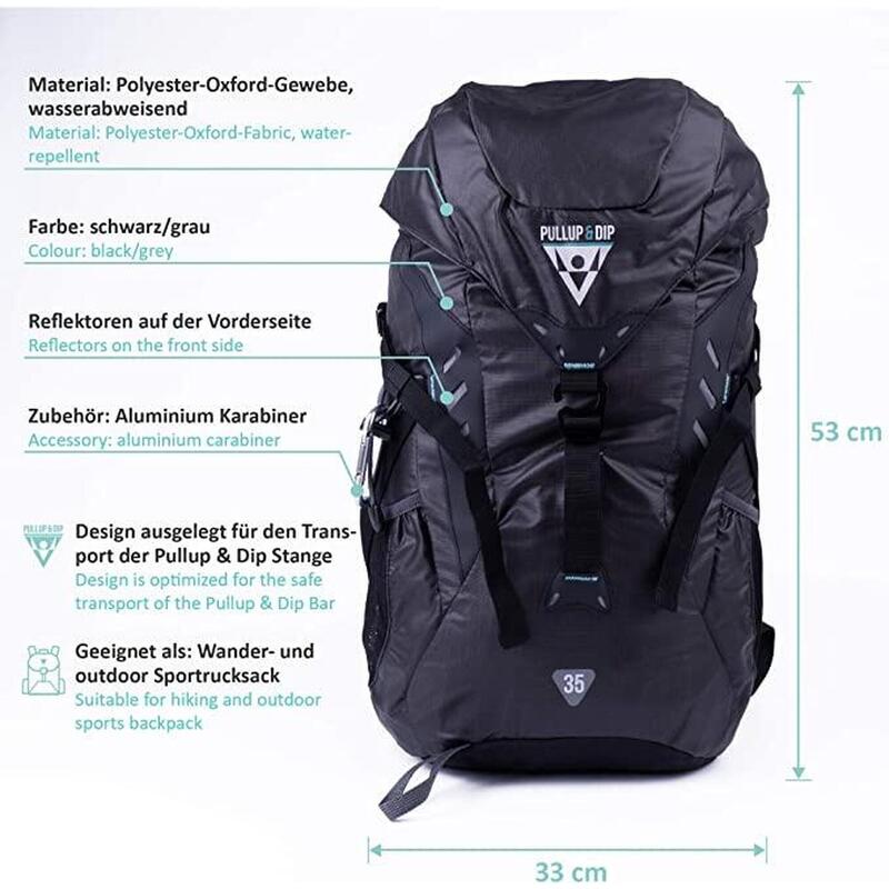 Sportrucksack 35L für Pullup & Dip Stange, anderes Zubehör & outdoor Aktivitäten