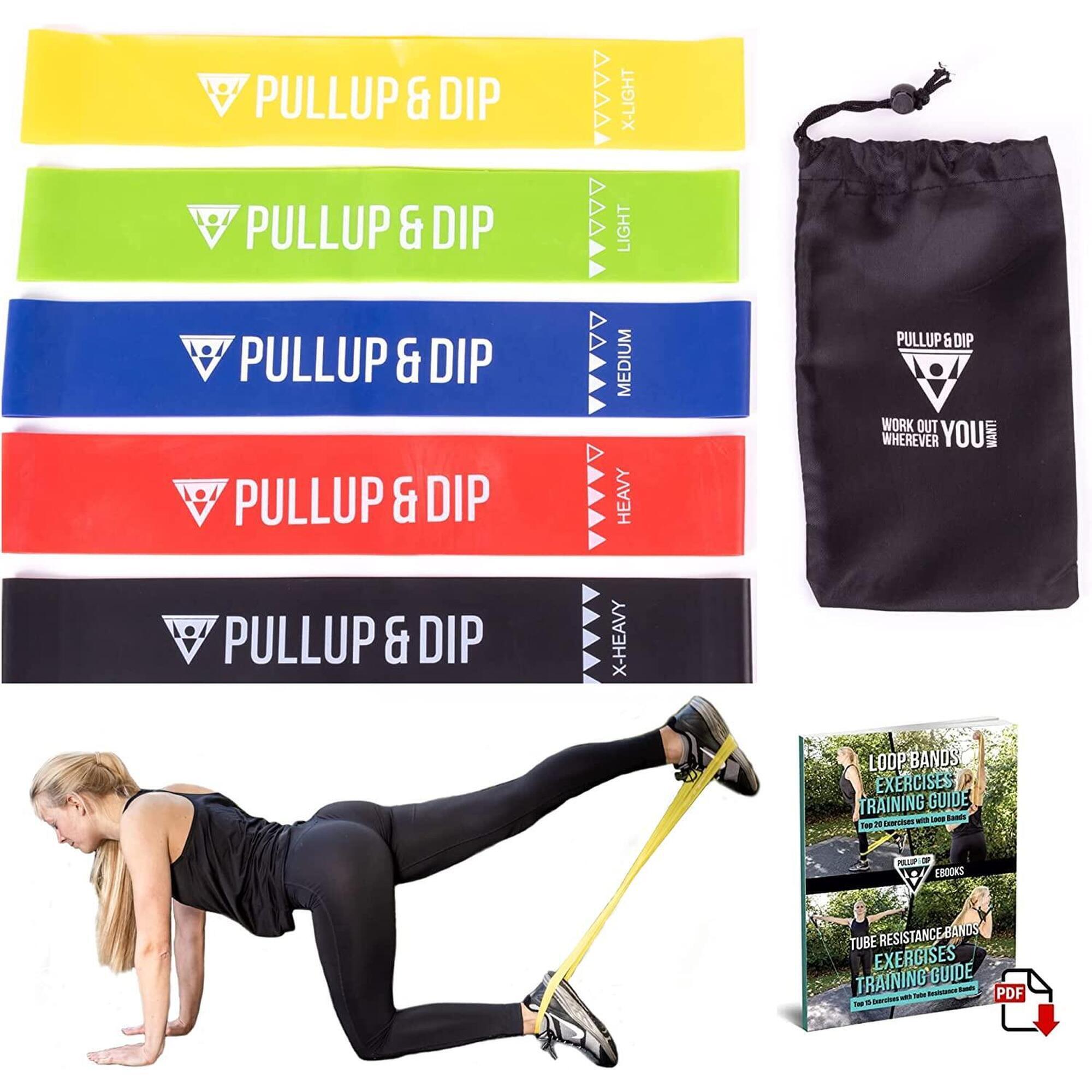 PULLUP & DIP Loop Bänder Set, Mini Bänder in 5 Stärken inkl. Tragetasche