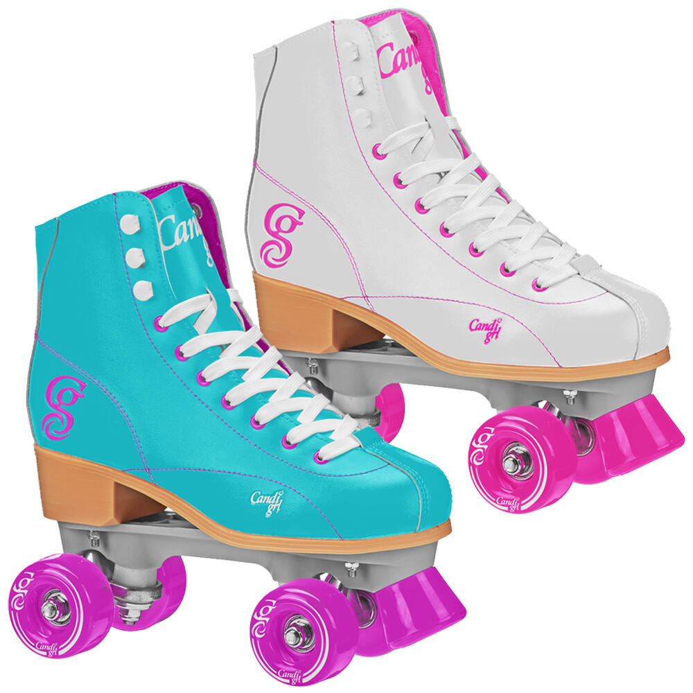 CANDI GRL SABINA HIGHTOP UNISEX QUAD ROLLER SKATES - WHITE/PINK 4/5