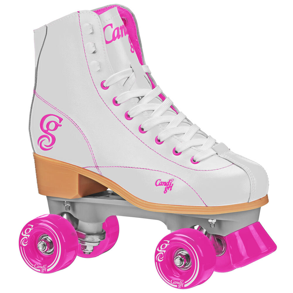 CANDI GRL SABINA HIGHTOP UNISEX QUAD ROLLER SKATES - WHITE/PINK 1/5