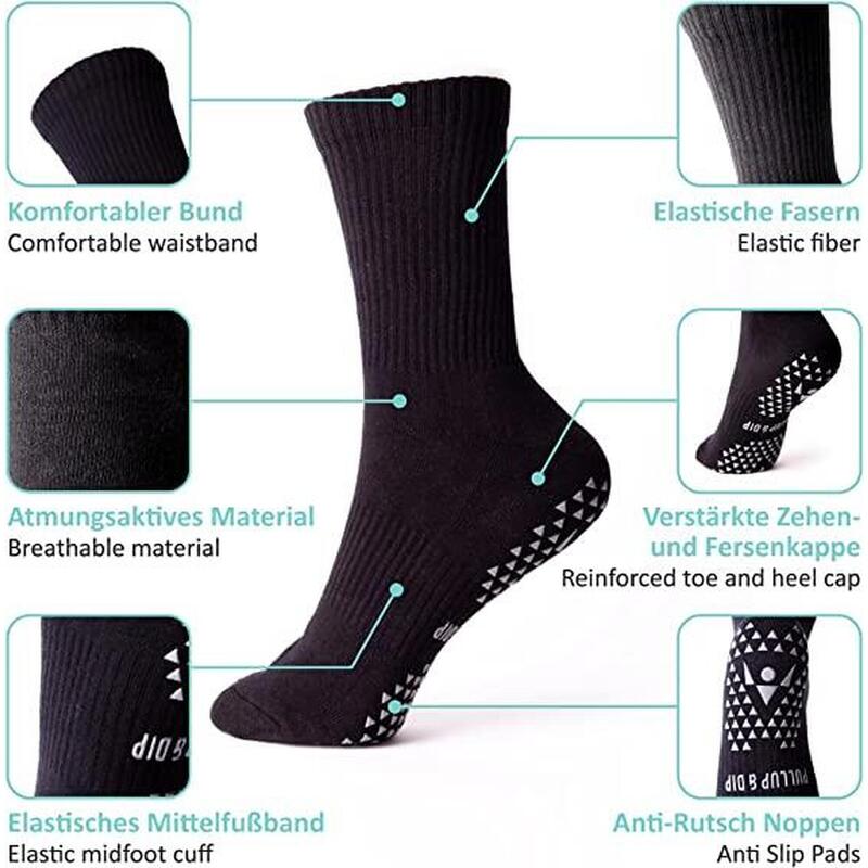 Anti-Rutsch Sportsocken schwarz, 1 Paar