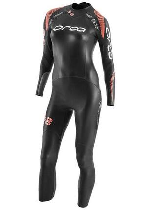 Orca Damen 3.8 Langarm-Triathlonanzug – Schwarz/Orange – Größe XL