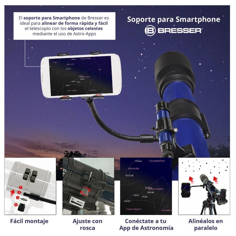 Télescope Bresser SKYLUX 70/700 avec adaptateur pour Smartphone