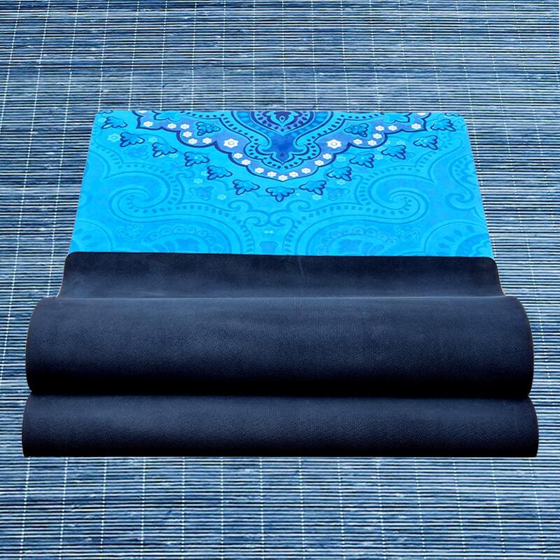 Tapis de yoga caoutchouc-microfibre 5mmx68cmx1,83m - Eléphant bleu +Sac de yoga