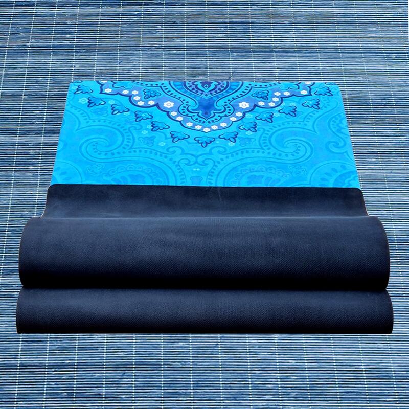 Tapis de yoga caoutchouc-microfibre 5mmx68cmx1,83m - Eléphant bleu + Sac de yoga