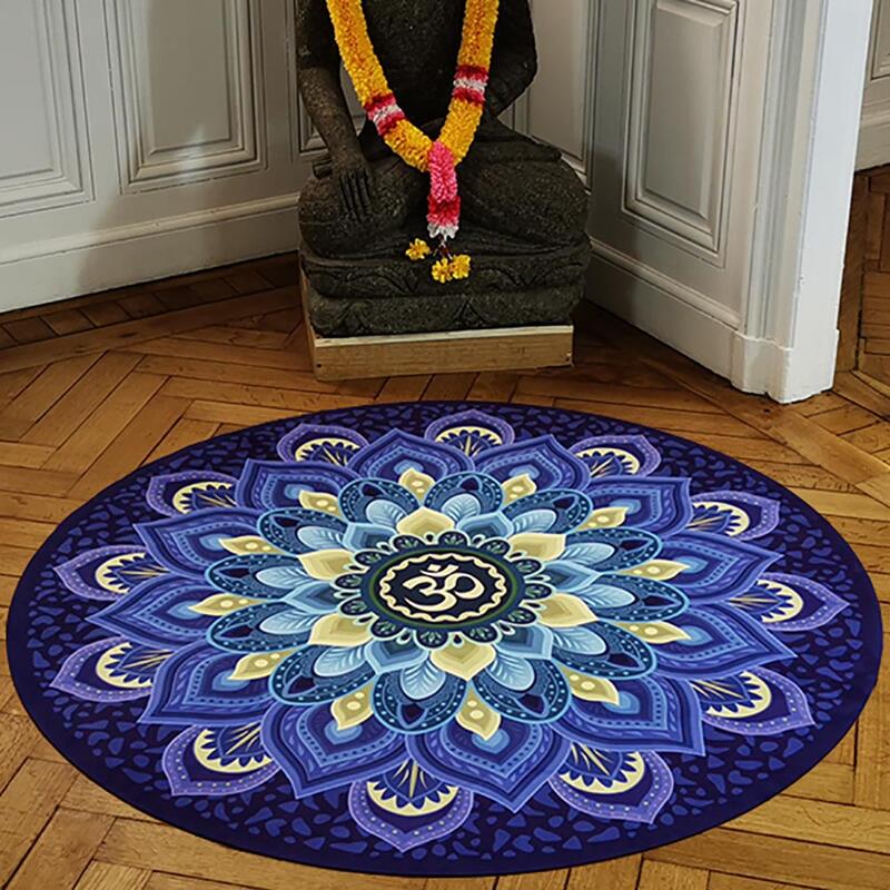 Tapete de yoga e meditação Borracha e microfibra - Mandala Om + Saco de yoga