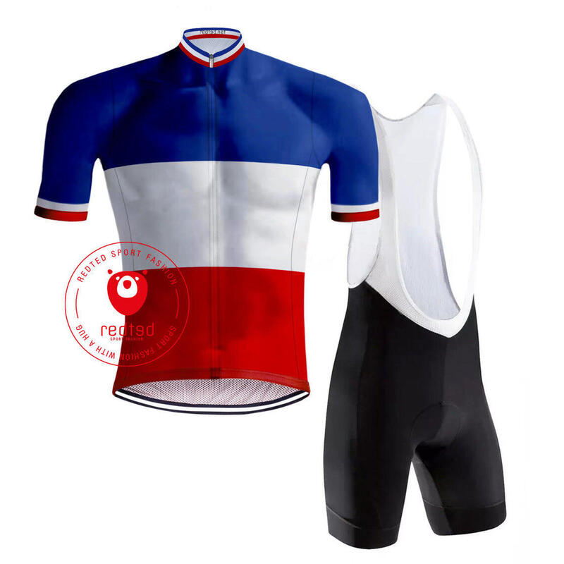 Maglia da ciclismo retrò French Champion Jersey Tricolore - RedTed