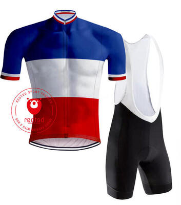 Maglia da ciclismo retrò French Champion Jersey Tricolore - RedTed